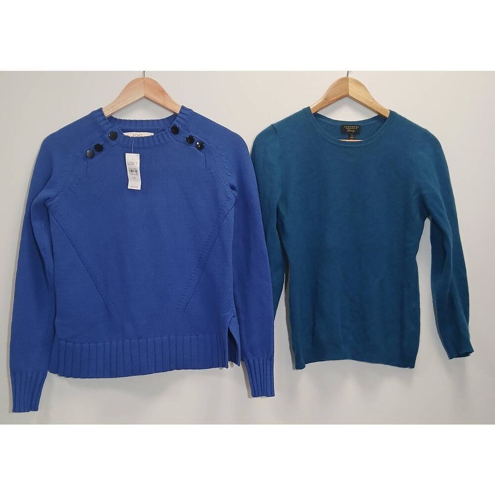 Charter club womens small cashmere sweater ann Taylor cobalt blue lot of 2